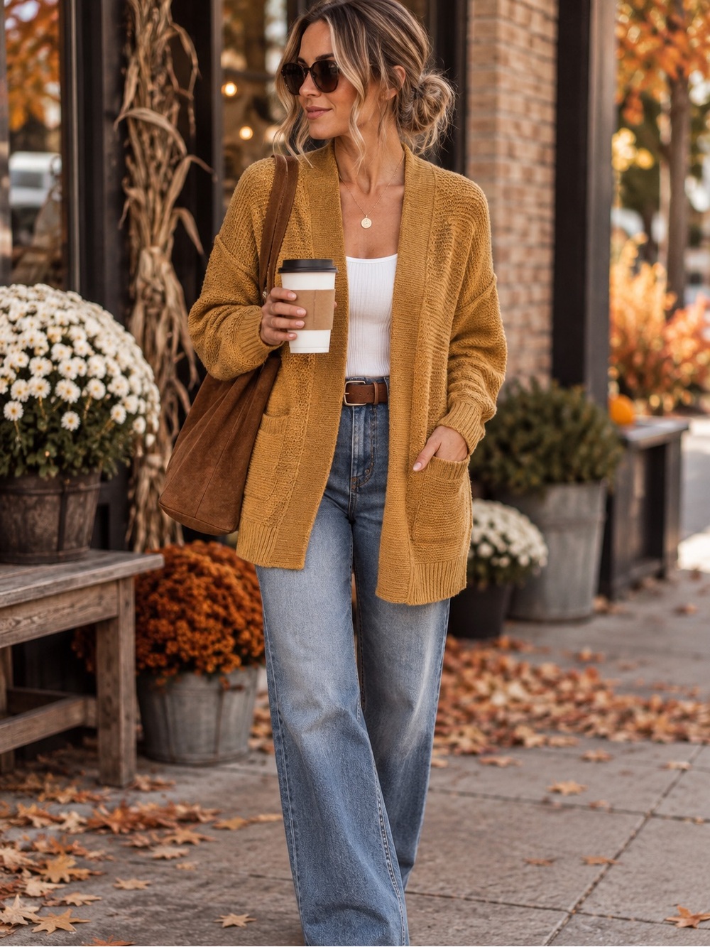 Gentle Fawn Camel Brown Open Front Knit Cardigan | Size S